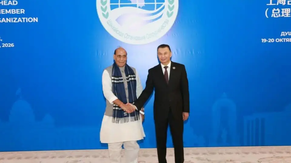 Rajnath Singh arrives in Tajikistan for SCO Heads of Government meeting, meets PM Qohir Rosulzoda