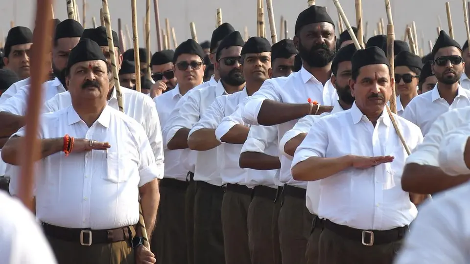 RSS takes out Vijayadasami route march in Hubballi, Belagavi