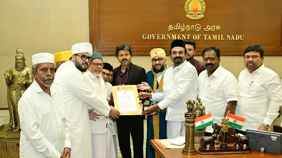 T.N. CM Vijay hands over order for supply of 45 kg of sandalwood to Nagore Dargah for Kandoori festival