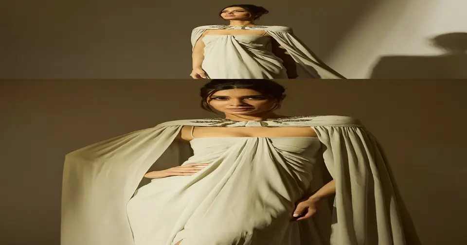 Diana Penty Redefines Festive Couture In Muted Sage Cape Gown for a Star - Studded Diwali Party in Mumbai