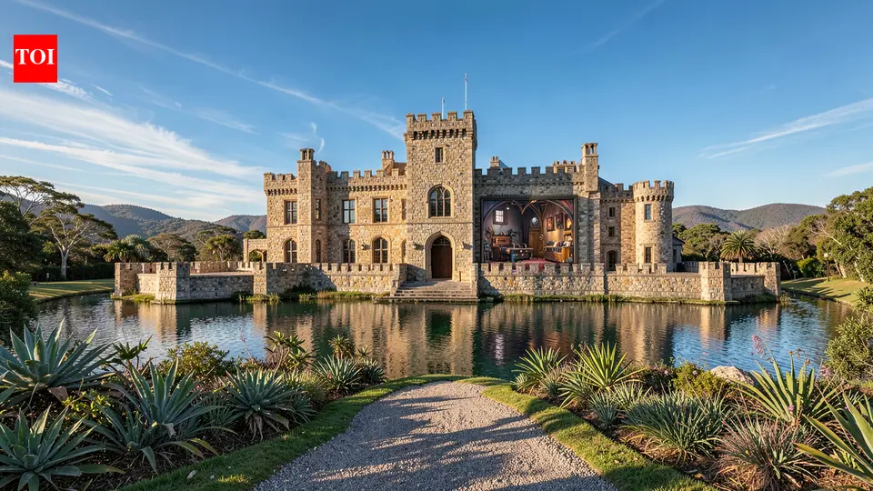 An Australian builder spent years turning a home for his son into a medieval castle with a moat , a dungeon - style games room and water - spouting gargoyles