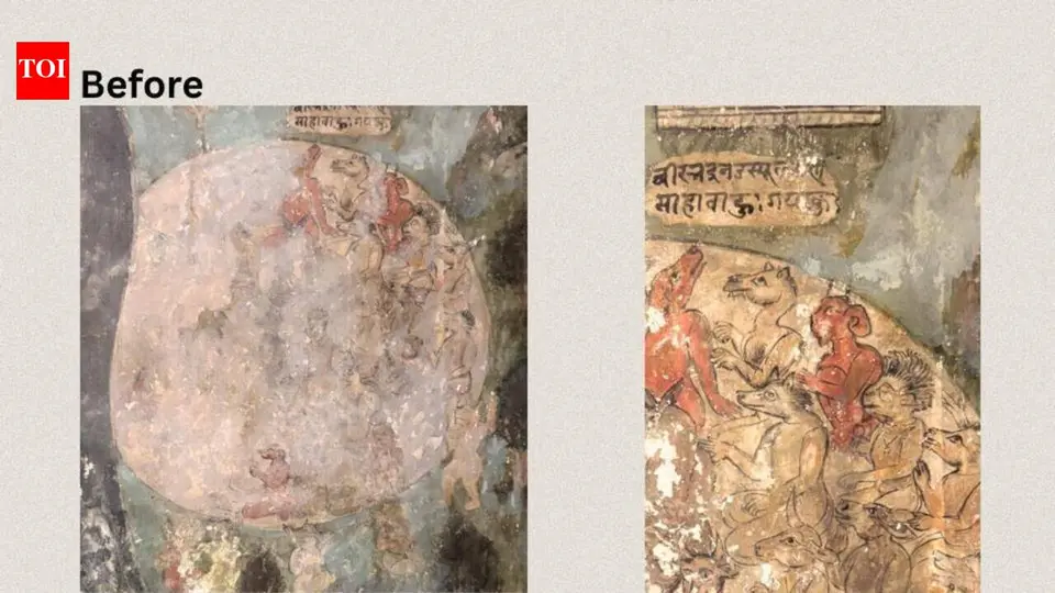 Amer Fort murals undergo Rs 2 . 32cr restoration after earlier repairs caused damage