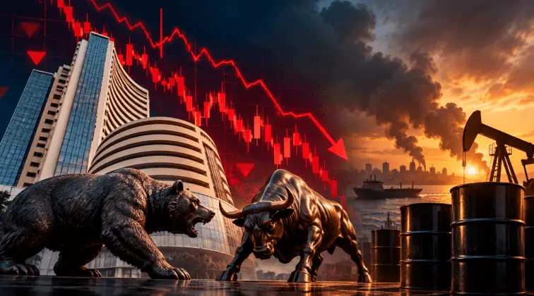 Sensex falls 134 points , Nifty slips below 22 , 600 amid crude oil prices and West Asia tensions