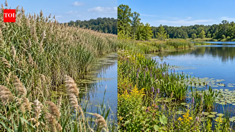 Researchers removed invasive reeds at a Connecticut pond , reducing their growth by 98 % and increasing native plant diversity by 39 % over six years