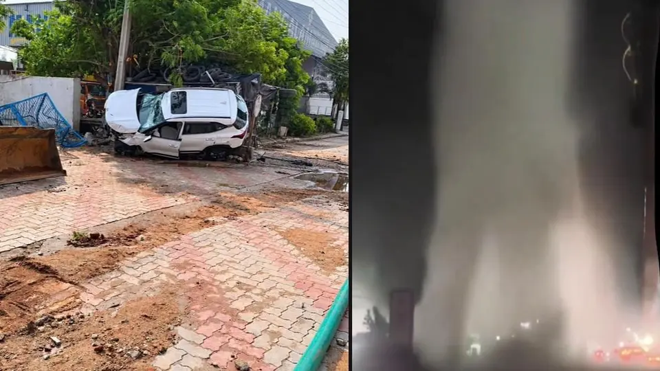 Man killed as car crashes into Krishna water pipeline near Nagole; supply restored after five-hour repair