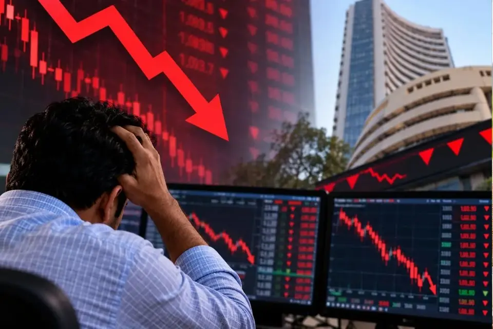 Stock Market में जबरदस्त उतार - चढ़ाव , दिन के हाई से 1400 पॉइंट टूटा , फिर 143 अंक गिरकर बंद हुआ सेंसेक्स , जानिए गिरावट के 4 बड़े कारण | Share Market Down Sensex Nifty Fall Crude Oil Fii Selling