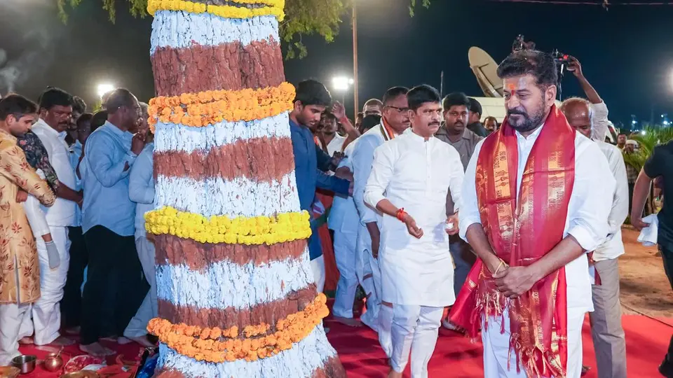 Telangana CM Revanth celebrates Dasara with family at Kondareddipalli in Nagarkurnool