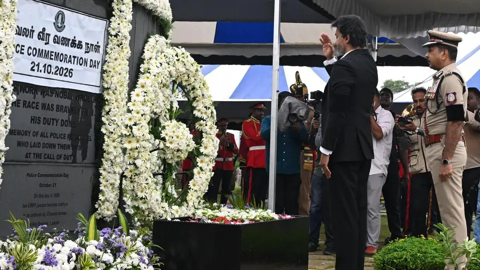 Police Commemoration Day: Tamil Nadu CM Vijay pays floral tributes