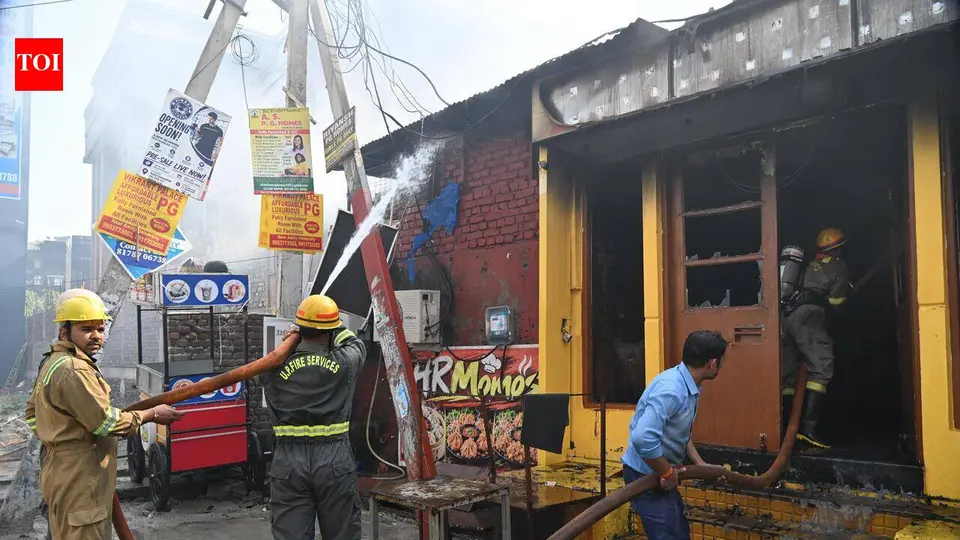 Staffer supervising shop renovation killed as fire guts 5 eateries in Noida