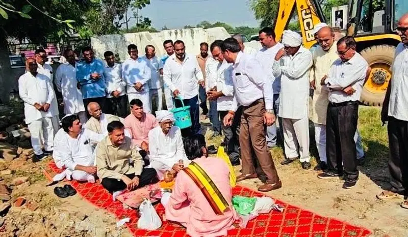 राजा जैत सिंह की प्रतिमा के लिए मंत्री राजेश नागर के भाई ने किया भूमि पूजन