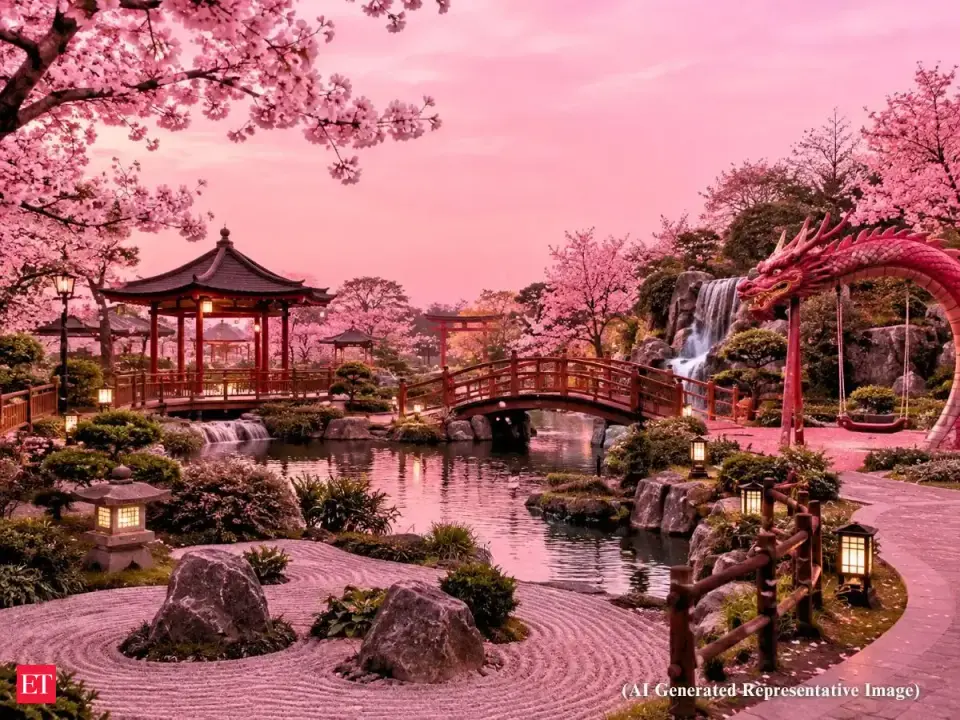 Noida Rs 14 - crore Japanese Park brings Zen gardens , dragon - shaped swing , waterfalls , jogging and walking tracks ; here its location and expected opening date